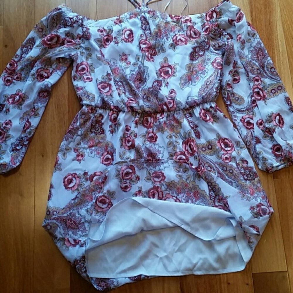 Anthropologie WAYF  halter cold shoulder mini floral dress - Picture 3 of 8